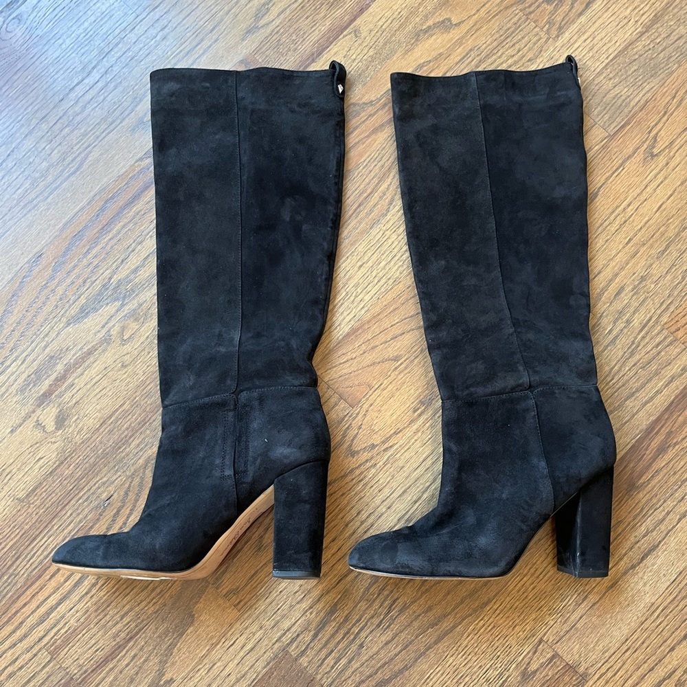 Sam Edelman Black Suede To the Knee-High Boots High Heels Size 11